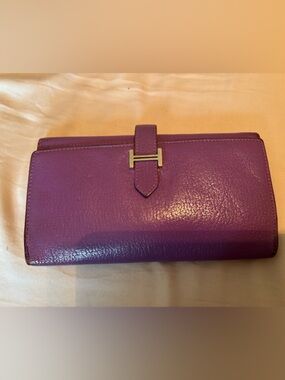 Authentic Hermès Béarn Long Wallet – Rare Purple Leather – Very Good Condition